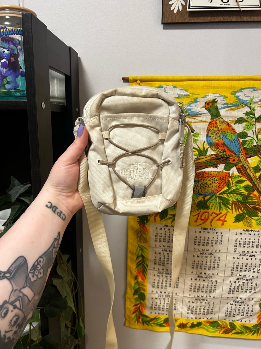 The North Face Small Crossbody Bag in Cream